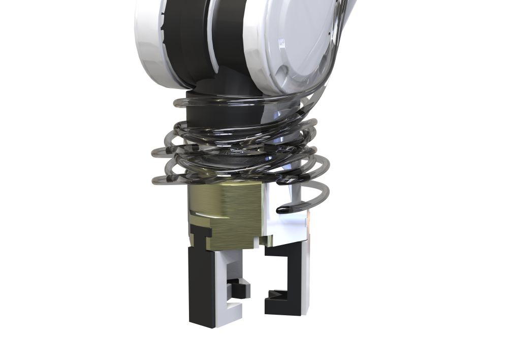 ロータリージョイント無しの図、配管が巻き付いた画像